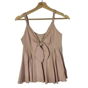 Free People Intimately Light Pink Tie Front Babydoll Tank Top S